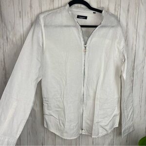 Givenchy white zip front blouse 100% cotton